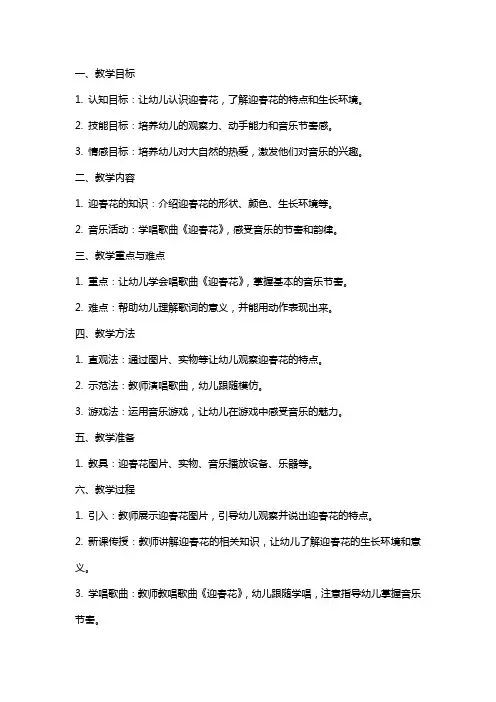 小班音乐活动教案及教学反思《迎春花》