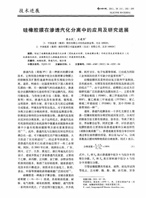 硅橡胶膜在渗透汽化分离中的应用及研究进展