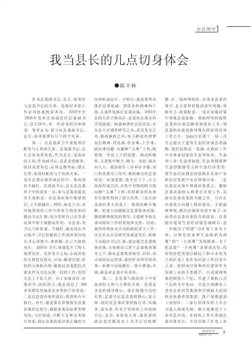 我当县长的几点切身体会