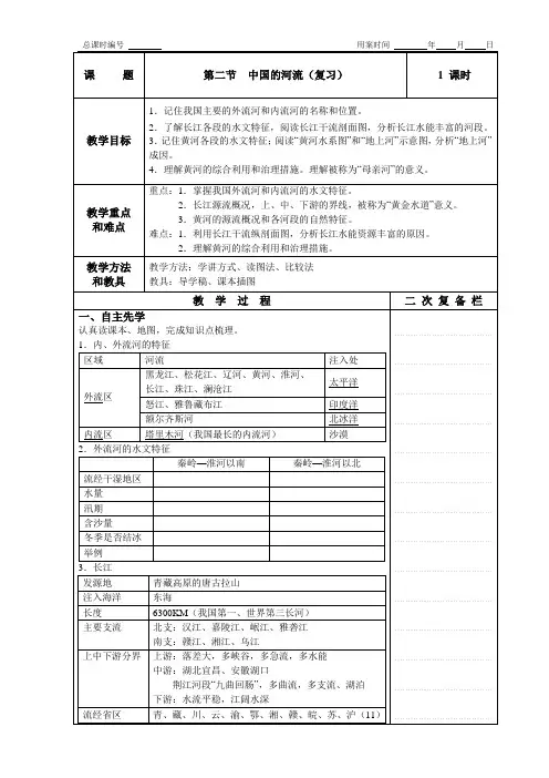 2-3中国的河流 复习