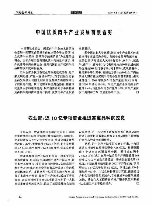 中国优质肉牛产业发展前景看好