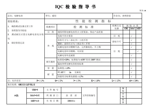 电解电容检验标准