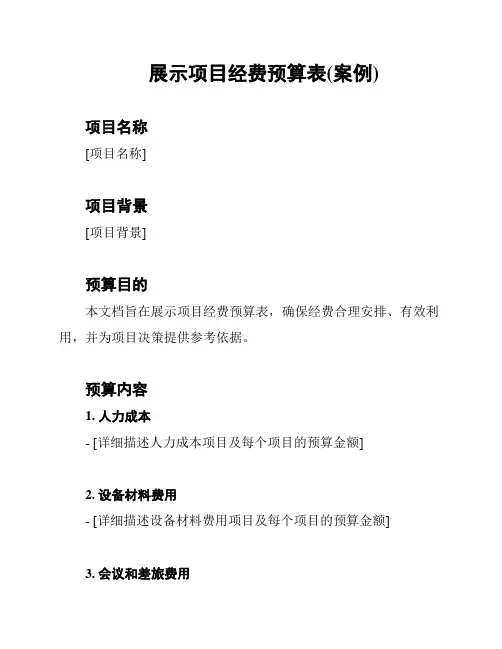 展示项目经费预算表(案例)