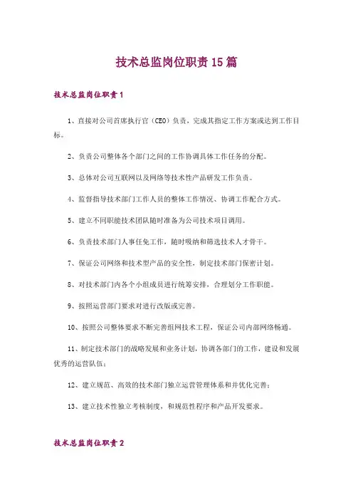 技术总监岗位职责15篇