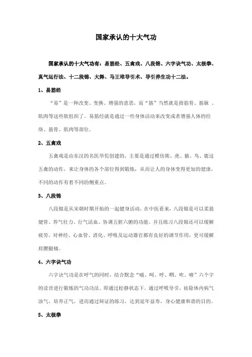 国家承认的十大气功