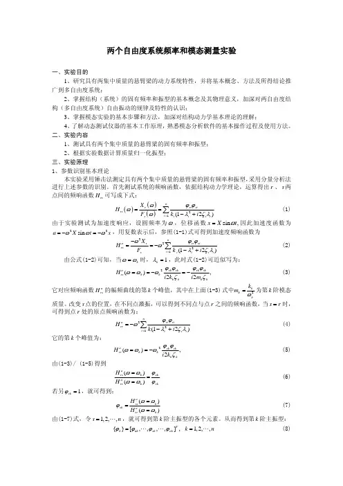 两个自由度系统频率和模态测量实验