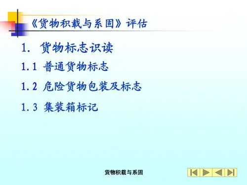 甲类三副货物积载与系固评估教学课件——1货物标志识读