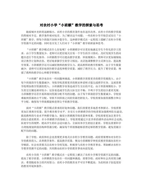 对农村小学“小班额”教学的探索与思考