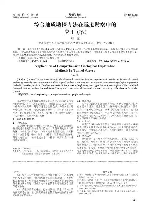 综合地质勘探方法在隧道勘察中的应用方法