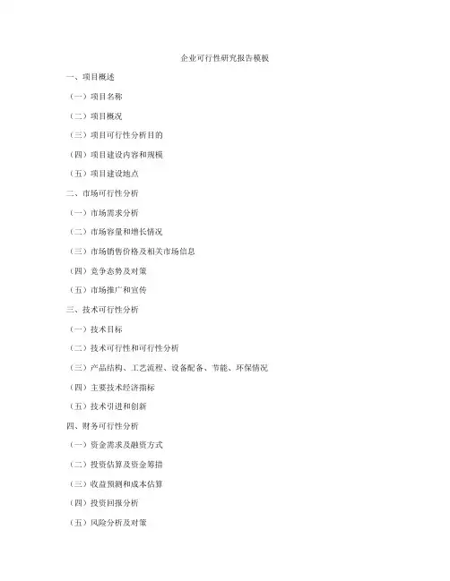 企业可行性研究报告模板
