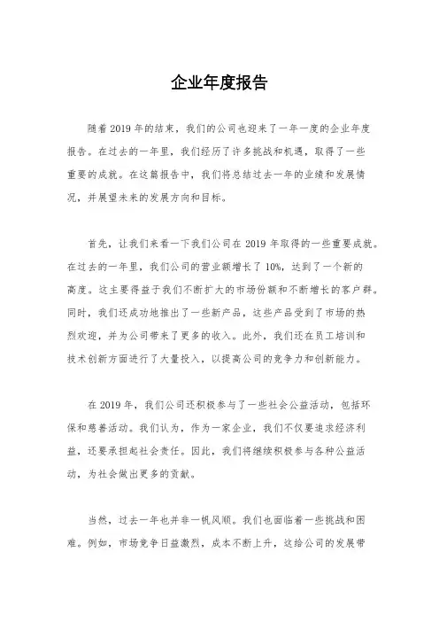 企业年度报告