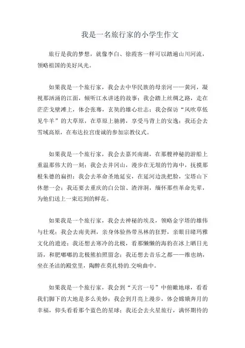我是一名旅行家的小学生作文