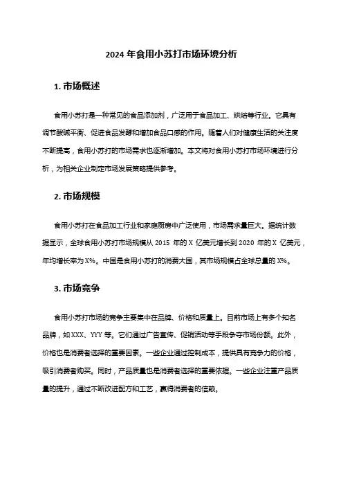 2024年食用小苏打市场环境分析