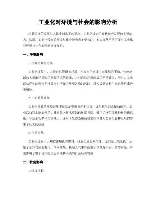 工业化对环境与社会的影响分析