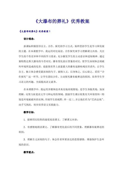 《大瀑布的葬礼》优秀教案