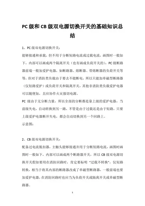 PC级和CB级双电源切换开关的基础知识总结 