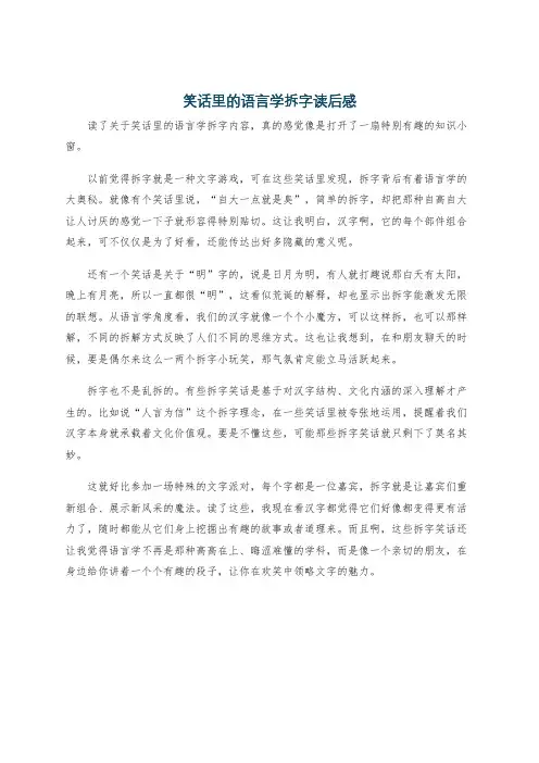 笑话里的语言学拆字读后感