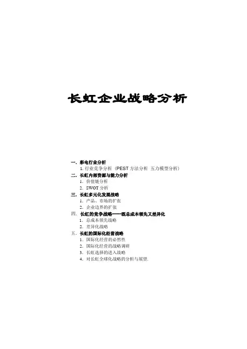 长虹企业战略分析 工管082