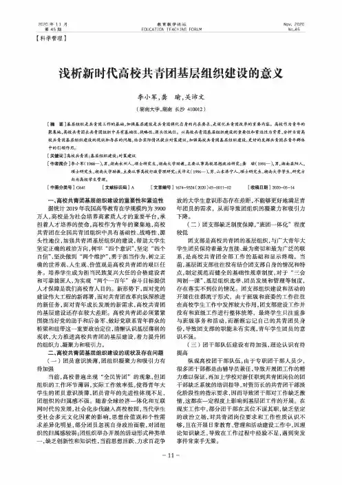 浅析新时代高校共青团基层组织建设的意义