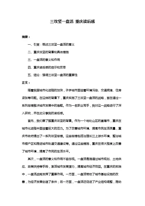 三攻坚一盘活 重庆读后感