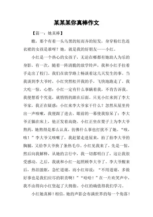 某某某你真棒作文