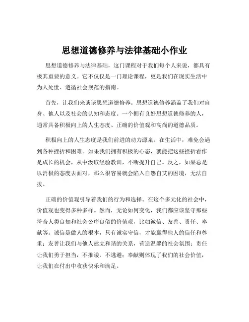 思想道德修养与法律基础小作业