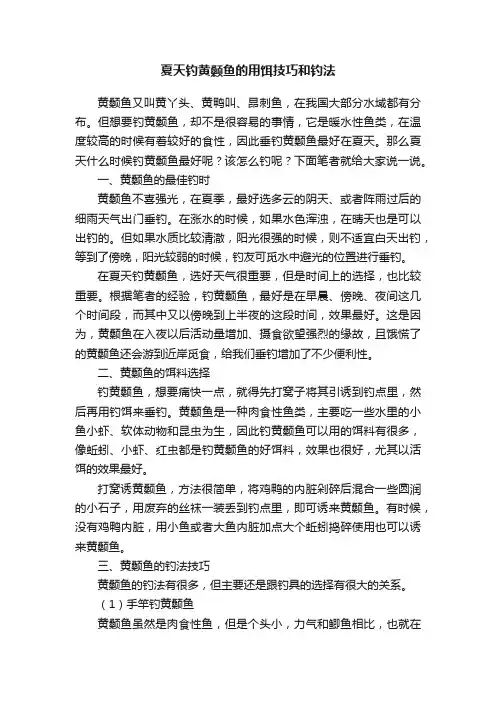 夏天钓黄颡鱼的用饵技巧和钓法