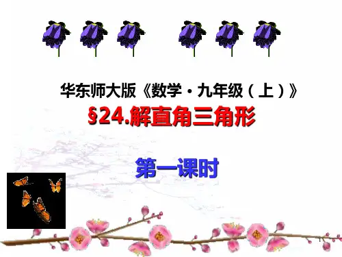华东师大版数学九年级上册《解直角三角形》复习课件