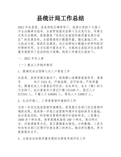 县统计局工作总结