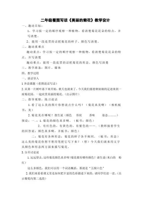 樊倩 看图写话《美丽的菊花》教学设计