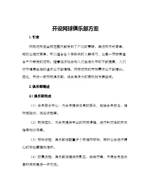 开设网球俱乐部方案