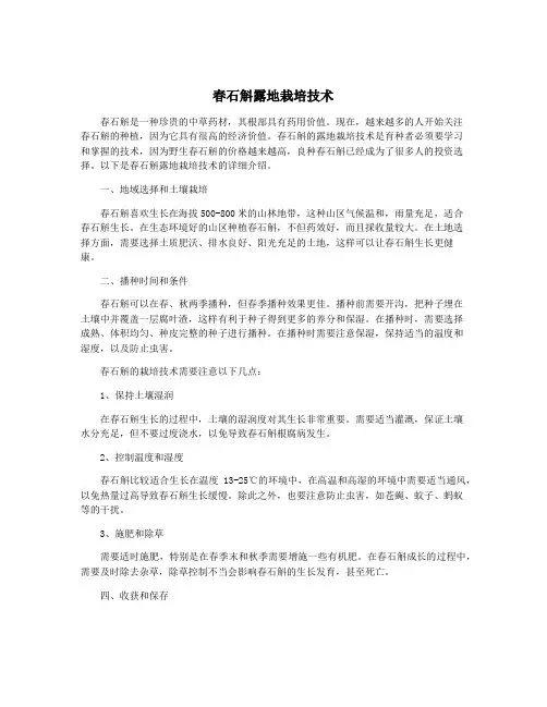 春石斛露地栽培技术