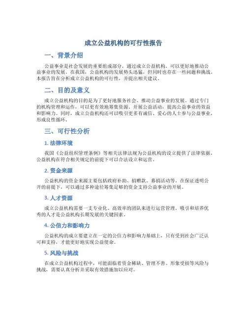 成立公益机构的可行性报告