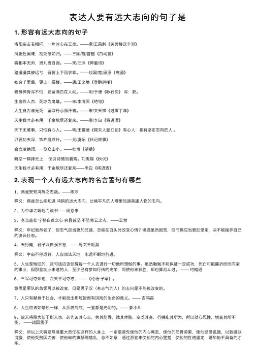 表达人要有远大志向的句子是