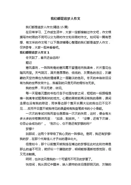 我们都是追梦人作文