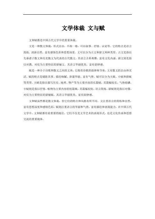 文学体裁 文与赋