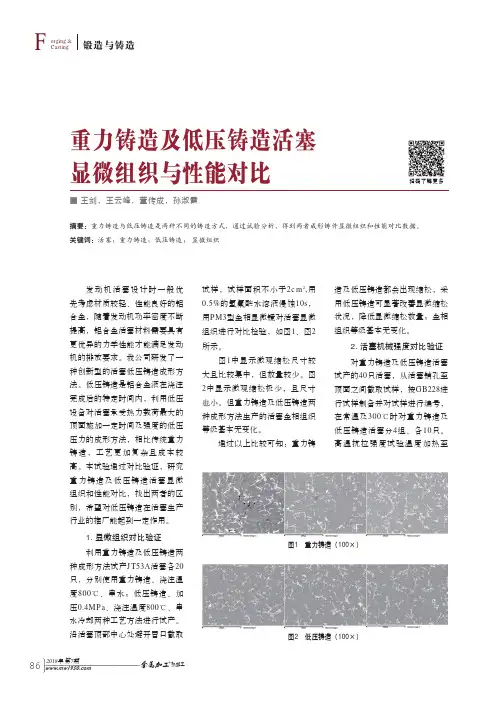 重力铸造及低压铸造活塞显微组织与性能对比