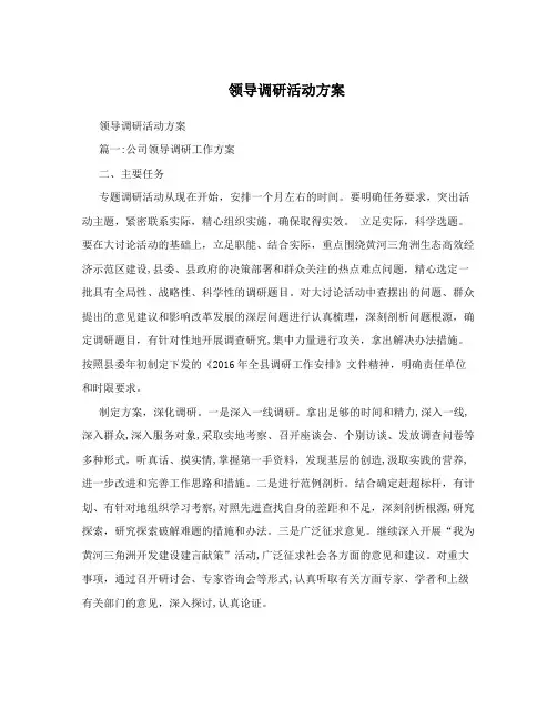 领导调研活动方案