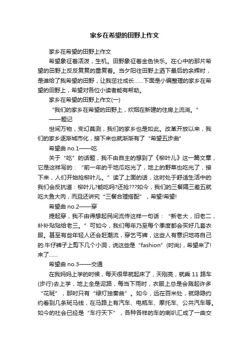 家乡在希望的田野上作文