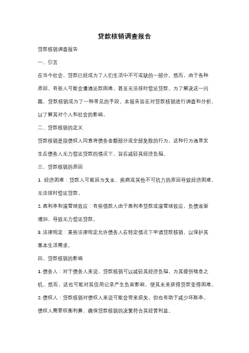 贷款核销调查报告
