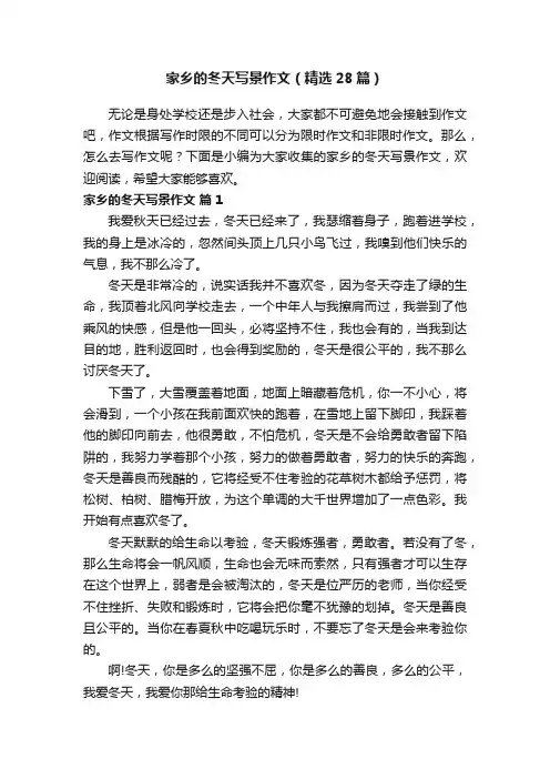 家乡的冬天写景作文（精选28篇）