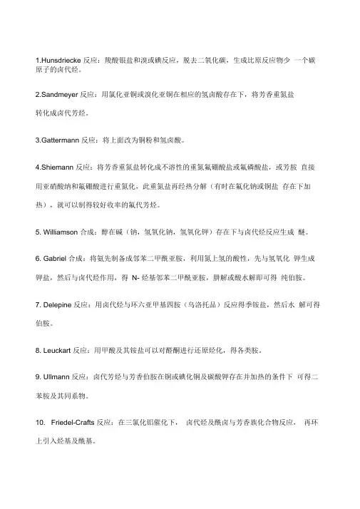 药物合成反应重要人名反应