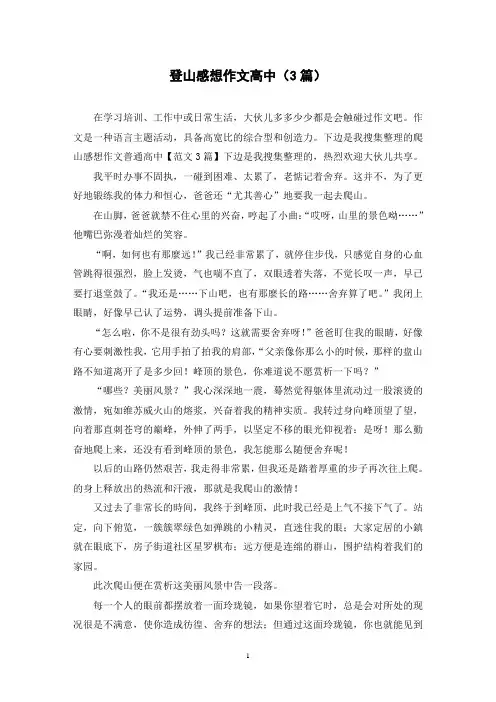 登山感想作文高中(3篇)