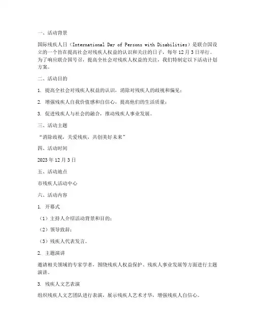 国际残疾人日活动计划方案