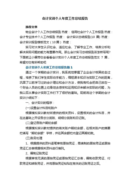 会计实训个人年度工作总结报告范文7篇