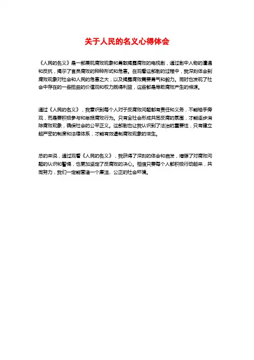 关于人民的名义心得体会
