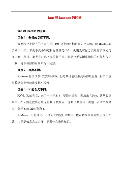 knn和kmeans的区别