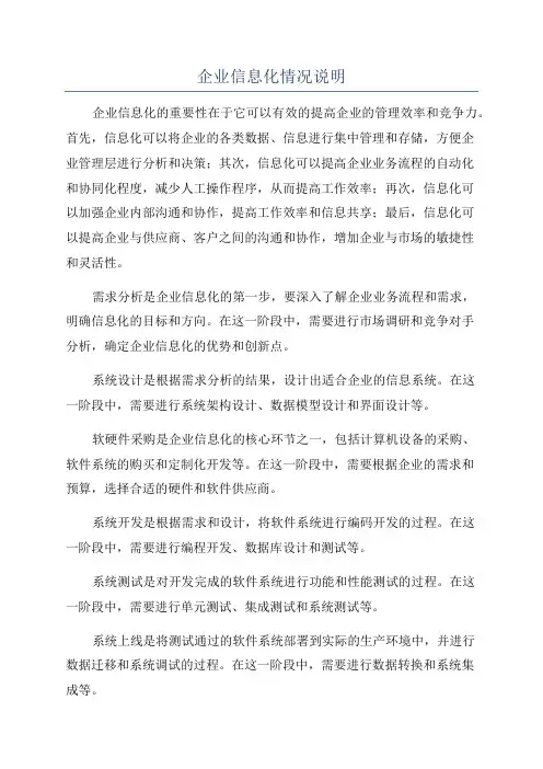 企业信息化情况说明