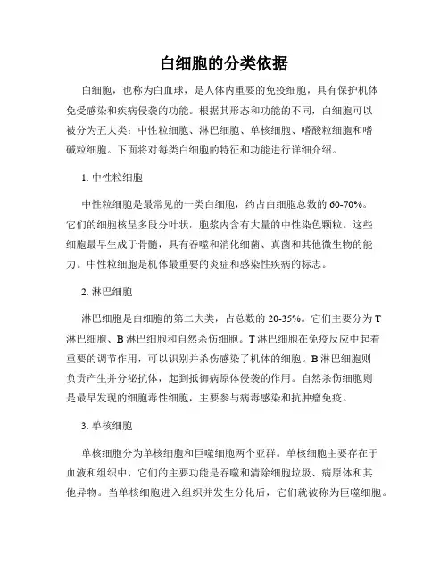 白细胞的分类依据