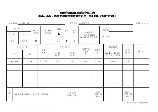 弯沉评定(2017版)排版带公式